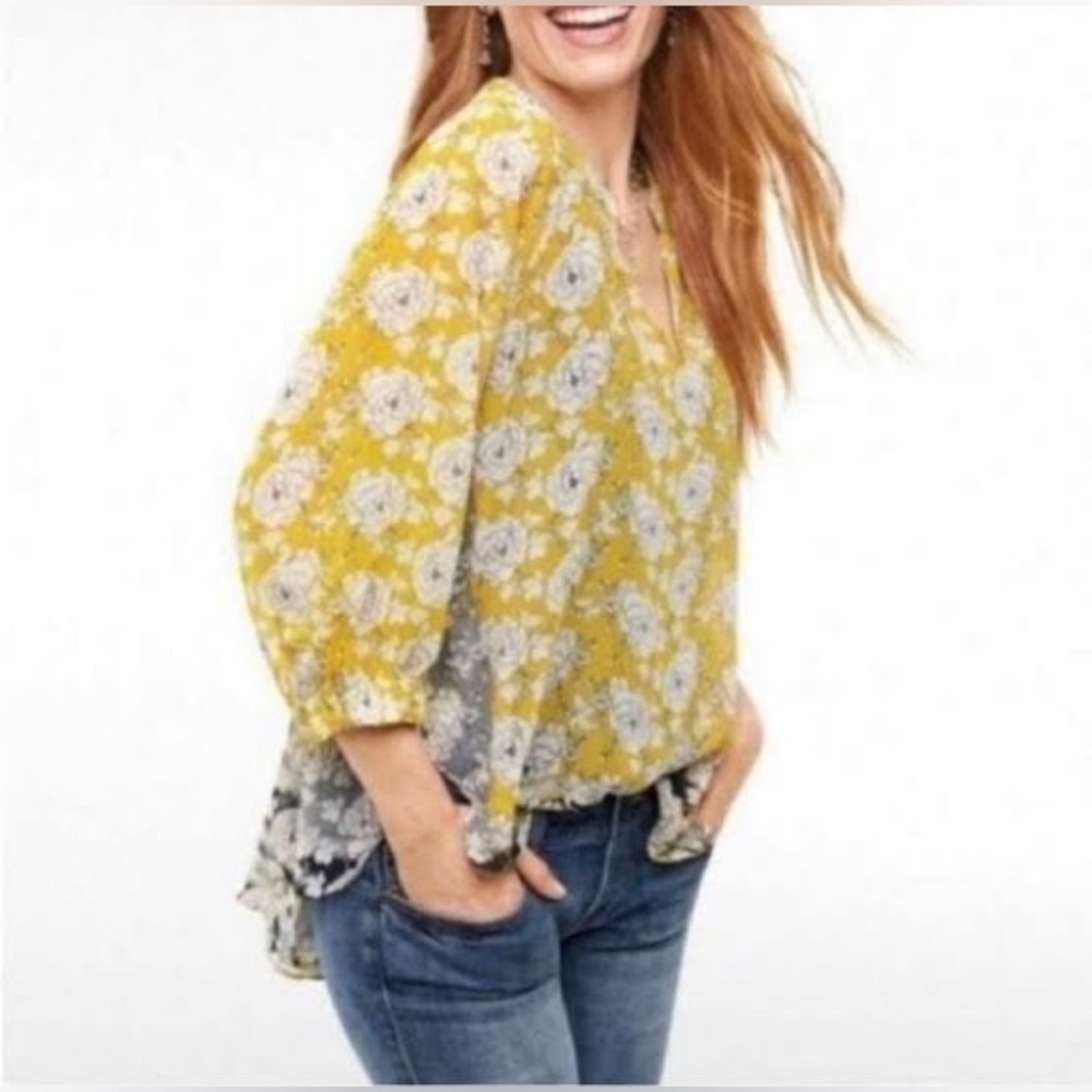 CABi‎ Gather  Yellow and White Floral Tunic